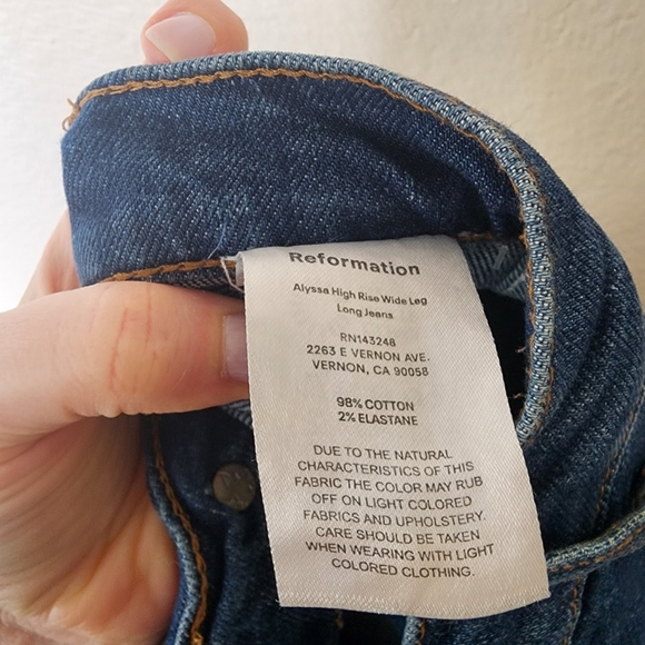 Reformation Baltic Wash Alyssa High Rise Wide Leg Long Jeans 24 - Picture 5 of 7